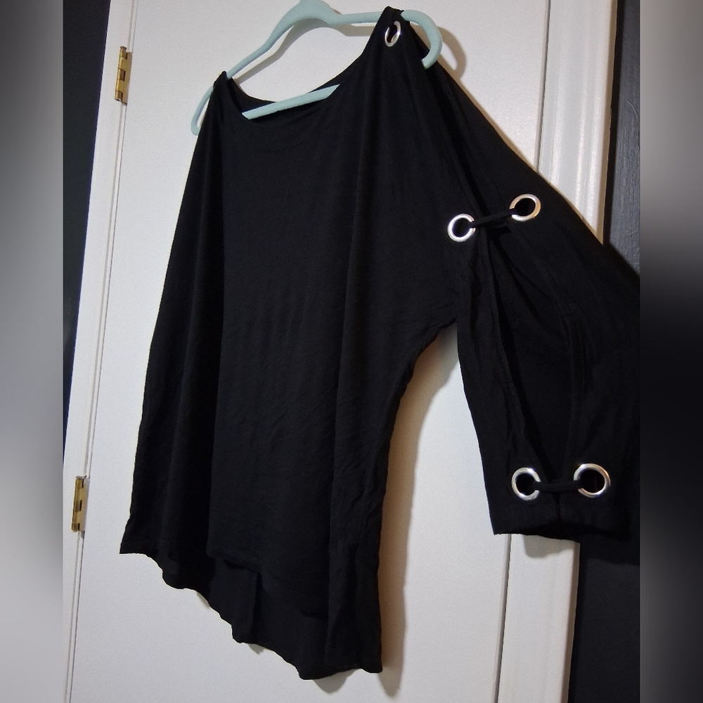 Spense Elegant Black Cold Shoulder Top Size XXL